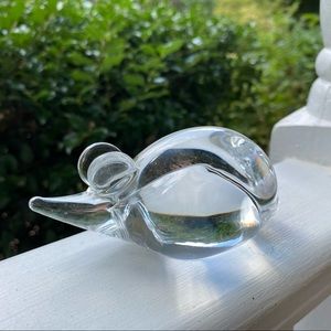 Clear Art Glass Mouse Figurine Paperweight Shelf Sitter Collectible